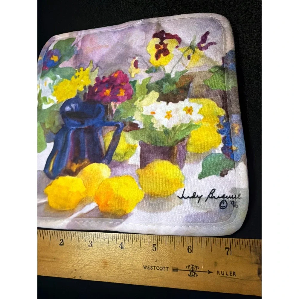 Judy Buswell Watercolor Floral Lemons Pot Holder Women OS Multicolor Cotton Art